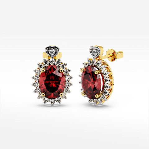Kolczyki z żółtego złota z rubinem - próba 585 1,39CT KV-081AR