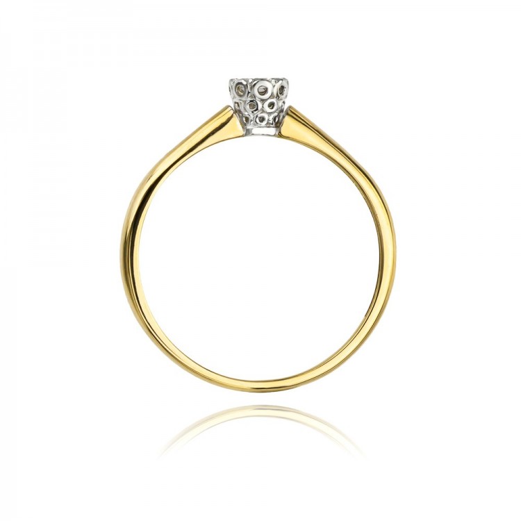 Pierścionek z żółtego złota z diamentem - próba 585 0,13CT W-042A