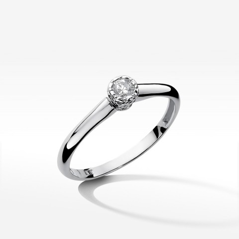 Pierścionek z białego złota z diamentem - próba 585 0,13CT W-042B