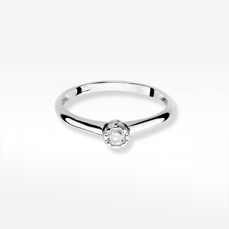 Pierścionek z białego złota z diamentem - próba 585 0,13CT W-042B
