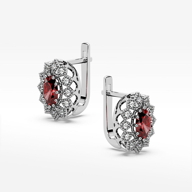 Kolczyki z białego złota z rubinem - próba 585 1,406CT KV-298BR