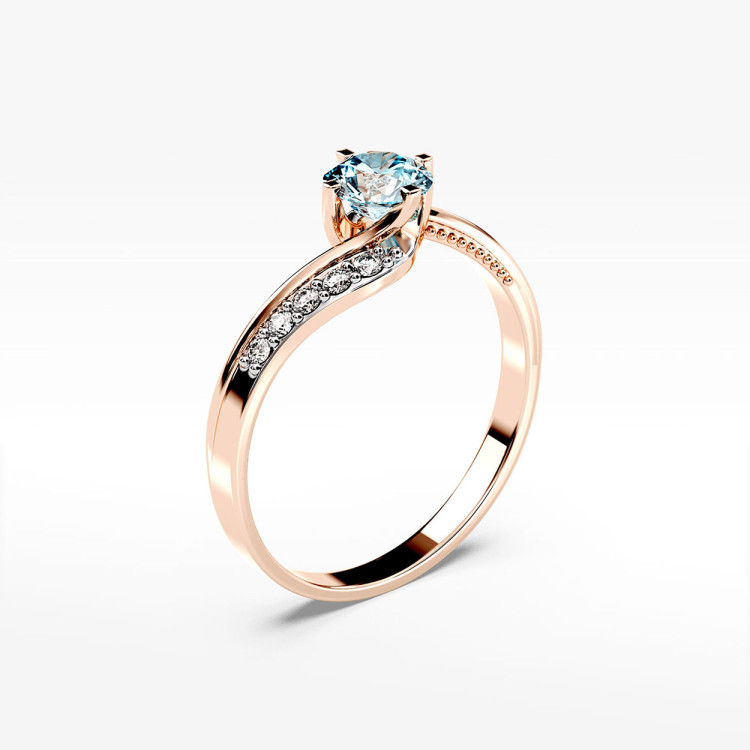 Pierścionek z różowego złota z topazem Swiss - próba 585 0,55CT PV-212CT