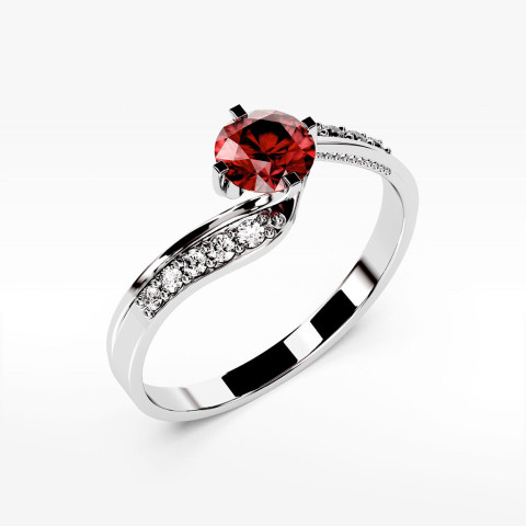 Pierścionek z białego złota z rubinem - próba 585 0,65CT PV-212BR