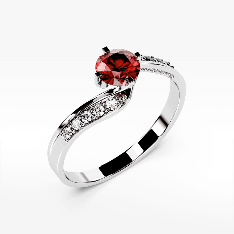 Pierścionek z białego złota z rubinem - próba 585 0,65CT PV-212BR
