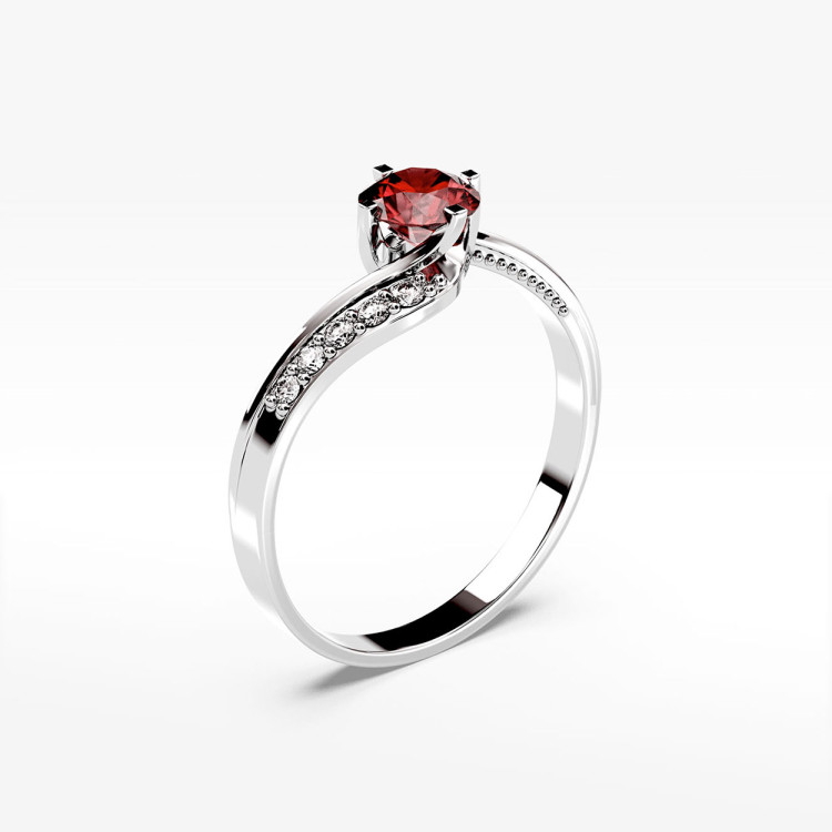 Pierścionek z białego złota z rubinem - próba 585 0,65CT PV-212BR