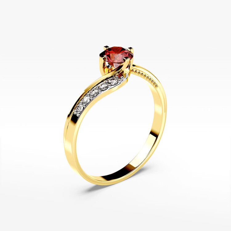 Pierścionek z żółtego złota z rubinem - próba 585 0,65CT PV-212AR