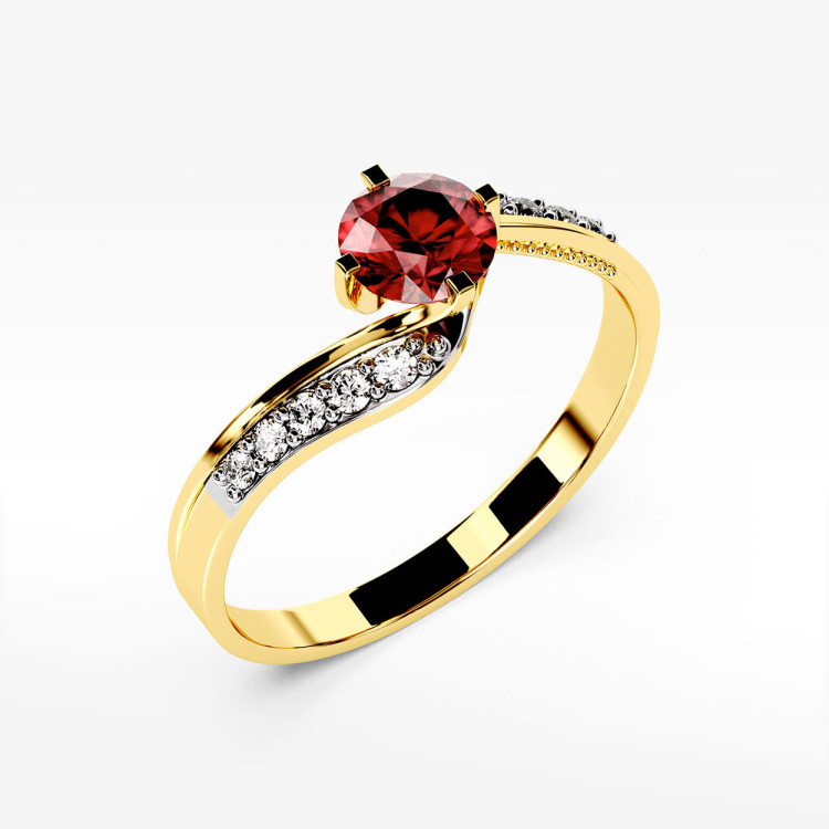 Pierścionek z żółtego złota z rubinem - próba 585 0,65CT PV-212AR