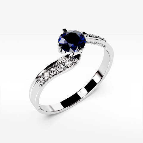 Pierścionek z białego złota z szafirem - próba 585 0,55CT PV-212BS