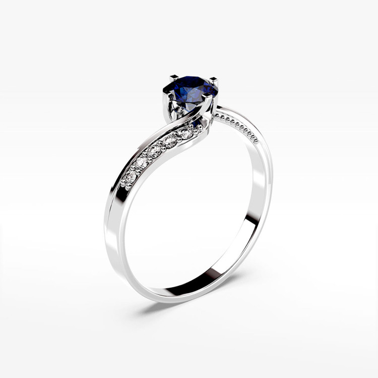 Pierścionek z białego złota z szafirem - próba 585 0,55CT PV-212BS
