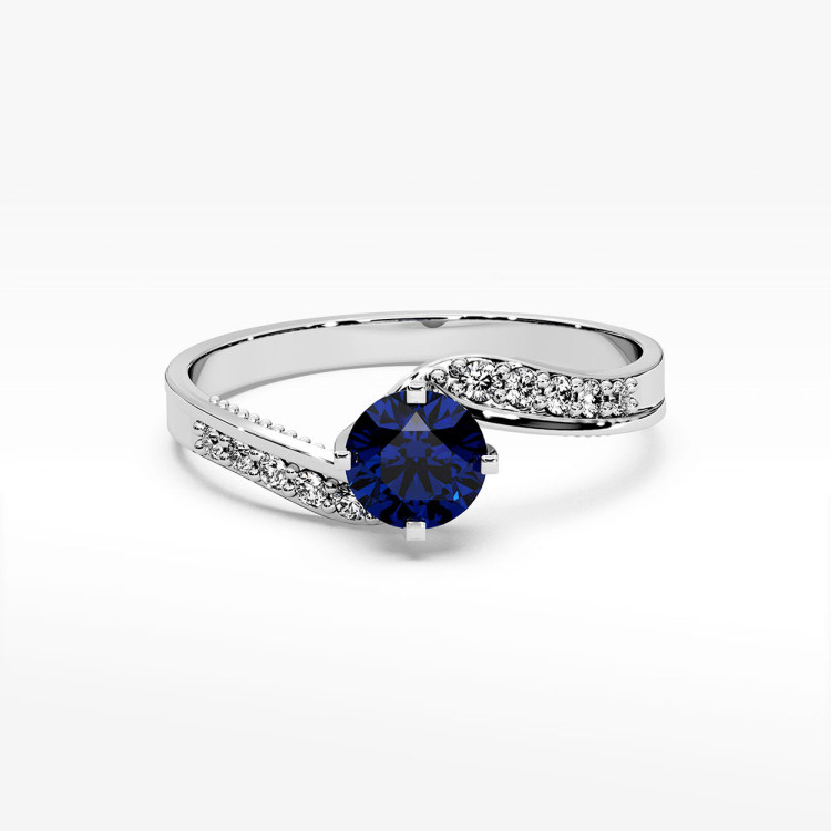 Pierścionek z białego złota z szafirem - próba 585 0,55CT PV-212BS