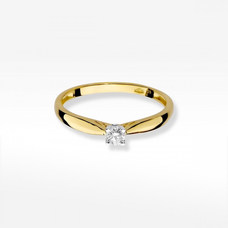 Pierścionek z żółtego złota z diamentem - próba 585 0,10CT PV-264A
