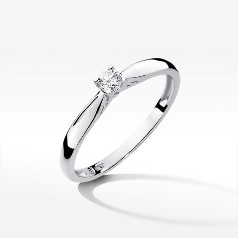 Pierścionek z białego złota z diamentem - próba 585 0,10CT PV-264B
