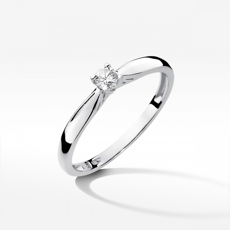 Pierścionek z białego złota z diamentem - próba 585 0,10CT PV-264B