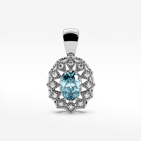 Zawieszka z białego złota z topazem Swiss - próba 585 0,603CT PZ-298BT