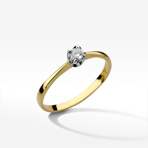 Pierścionek z żółtego złota z diamentem - próba 585 0,10CT W-047A 0,10ct