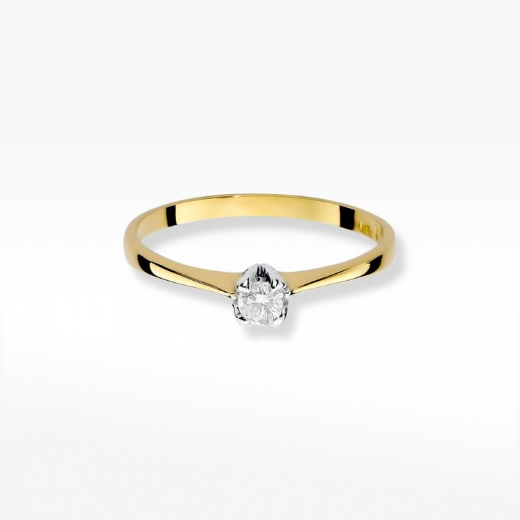Pierścionek z żółtego złota z diamentem - próba 585 0,10CT W-047A 0,10ct