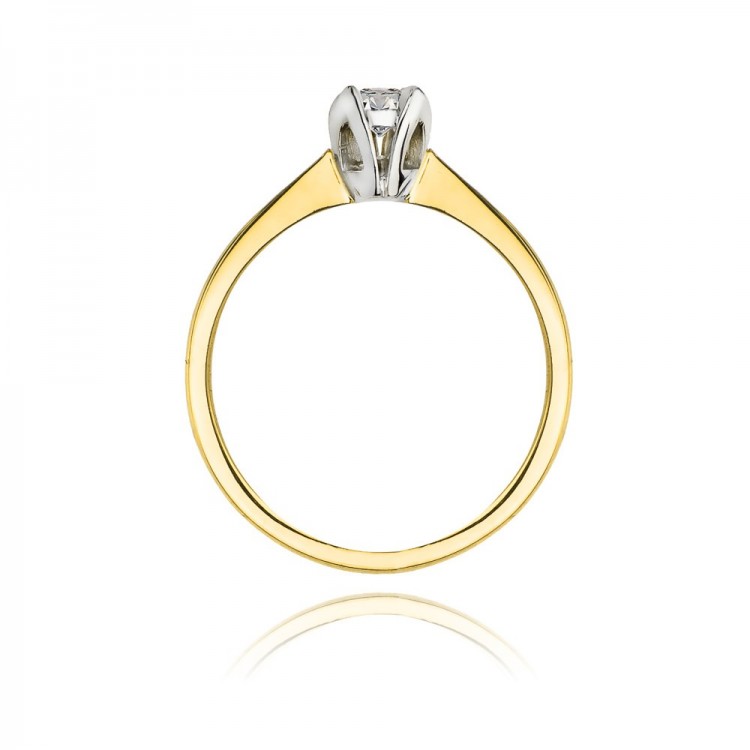Pierścionek z żółtego złota z diamentem - próba 585 0,10CT W-047A 0,10ct