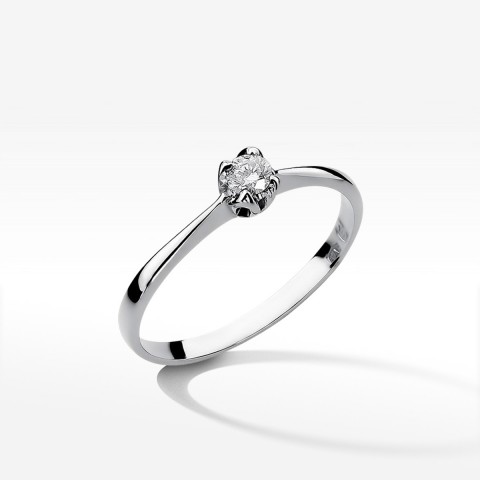 Pierścionek z białego złota z diamentem - próba 585 0,10CT W-047B 0,10ct