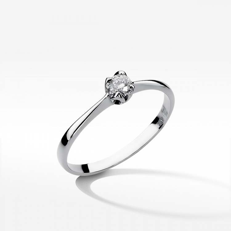 Pierścionek z białego złota z diamentem - próba 585 0,10CT W-047B 0,10ct