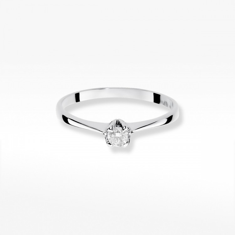 Pierścionek z białego złota z diamentem - próba 585 0,10CT W-047B 0,10ct