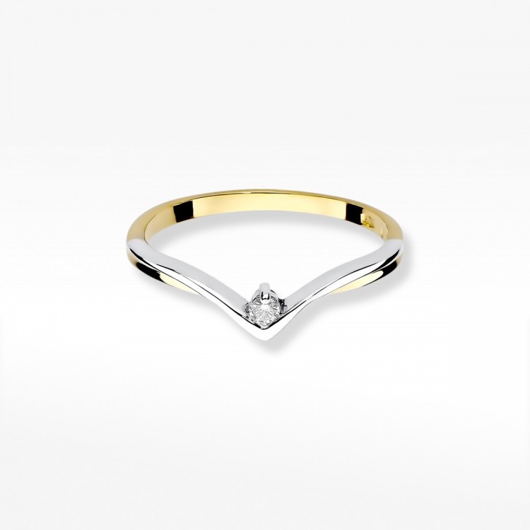Pierścionek z żółtego złota z diamentem - próba 585 0,04CT W-051A