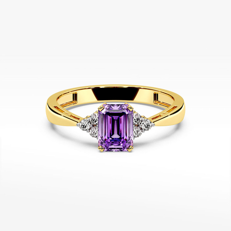 Pierścionek z żółtego złota z ametystem - próba 585 0,53CT PV-139AAM