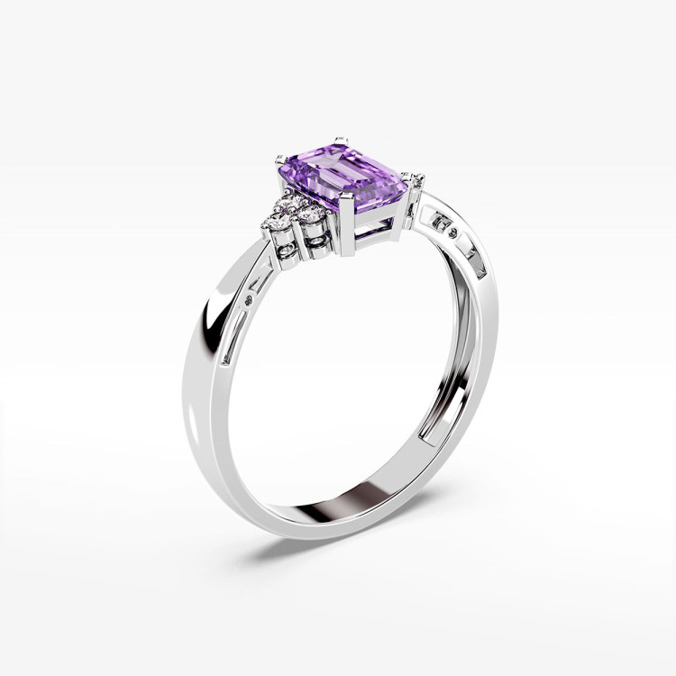 Pierścionek z białego złota z ametystem - próba 585 0,53CT PV-139BAM