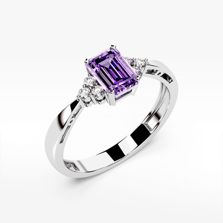 Pierścionek z białego złota z ametystem - próba 585 0,53CT PV-139BAM