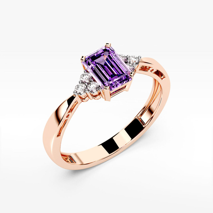 Pierścionek z różowego złota z ametystem - próba 585 0,53CT PV-139CAM