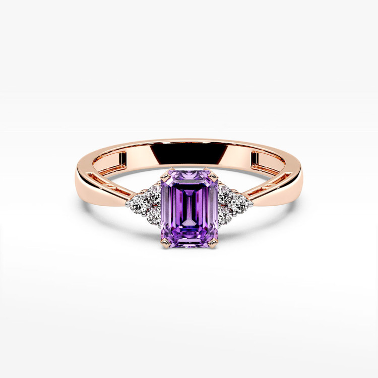 Pierścionek z różowego złota z ametystem - próba 585 0,53CT PV-139CAM