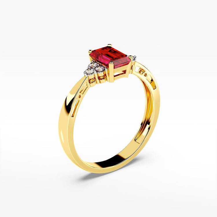 Pierścionek z żółtego złota z rubinem - próba 585 0,83CT PV-139AR