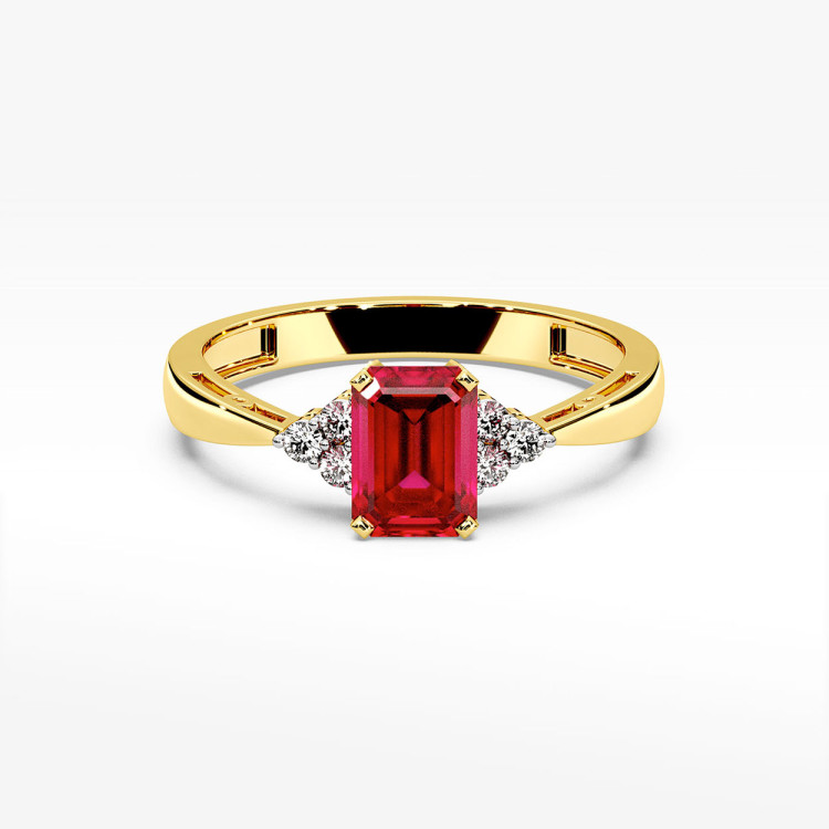 Pierścionek z żółtego złota z rubinem - próba 585 0,83CT PV-139AR