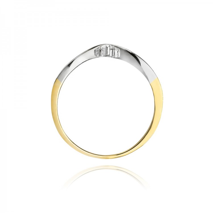 Pierścionek z żółtego złota z diamentem - próba 585 0,04CT W-051A