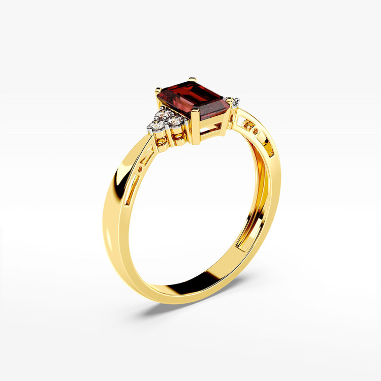 Pierścionek ze złota z granatem i diamentami - próba 585 0,73CT PV139-AG