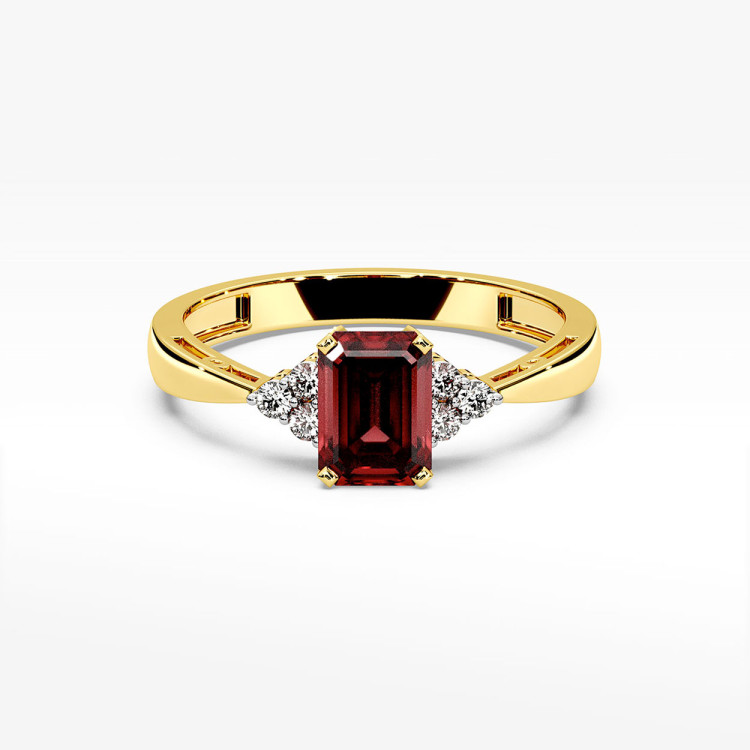 Pierścionek ze złota z granatem i diamentami - próba 585 0,73CT PV139-AG