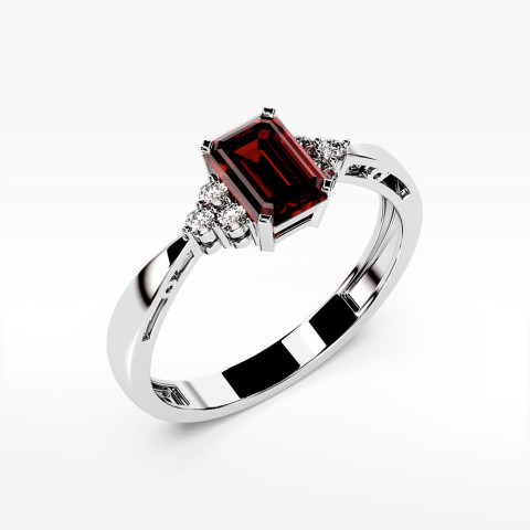 Pierścionek z białego złota z granatem - próba 585 0,73CT PV-139BG