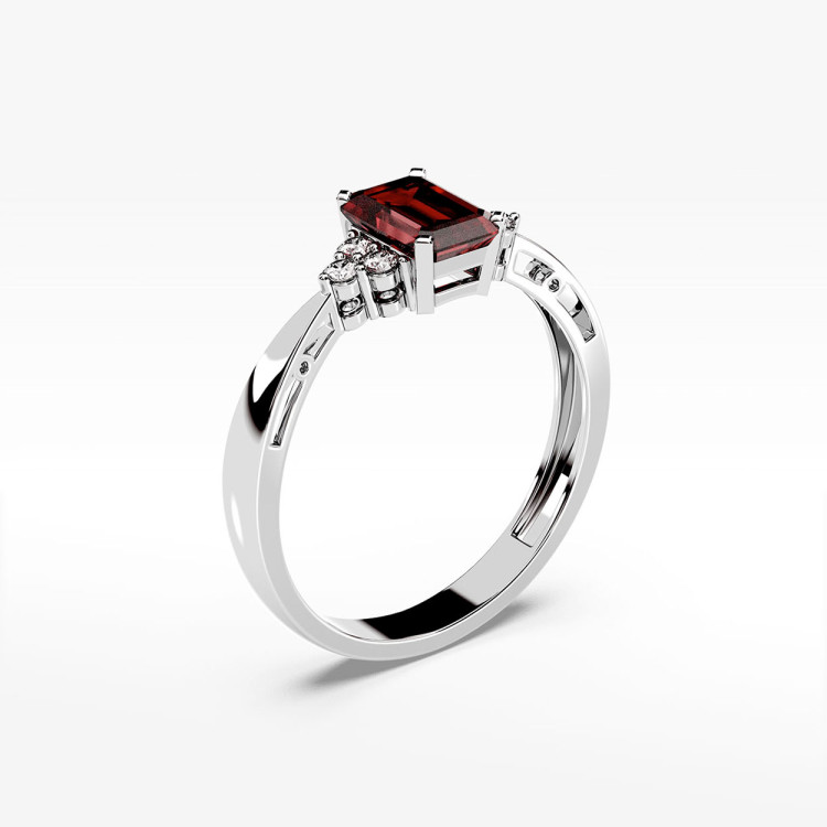 Pierścionek z białego złota z granatem - próba 585 0,73CT PV-139BG