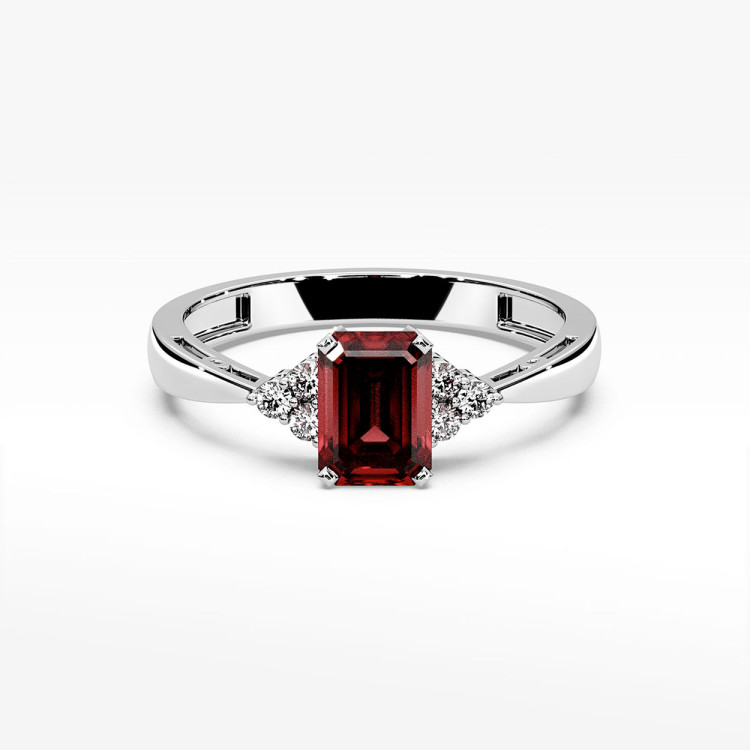 Pierścionek z białego złota z granatem - próba 585 0,73CT PV-139BG