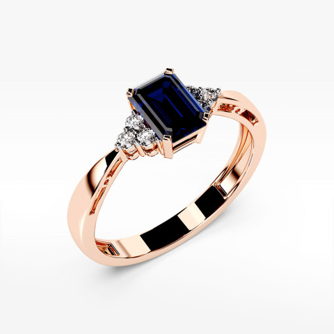 Pierścionek z różowego złota z szafirem - próba 585 0,63CT PV-139CS
