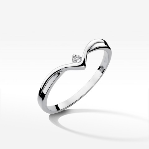 Pierścionek z białego złota z diamentem - próba 585 0,04CT W-051B