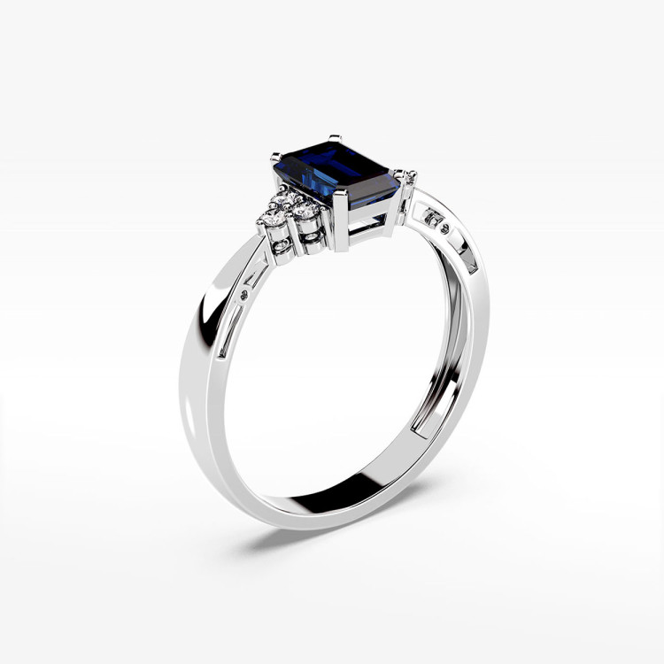 Pierścionek z białego złota z szafirem - próba 585 0,63CT PV-139BS