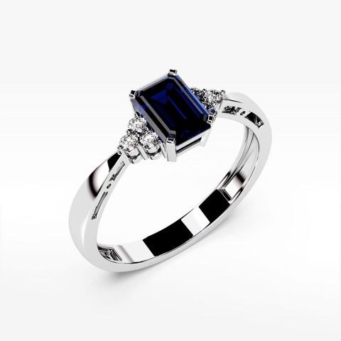 Pierścionek z białego złota z szafirem - próba 585 0,63CT PV-139BS