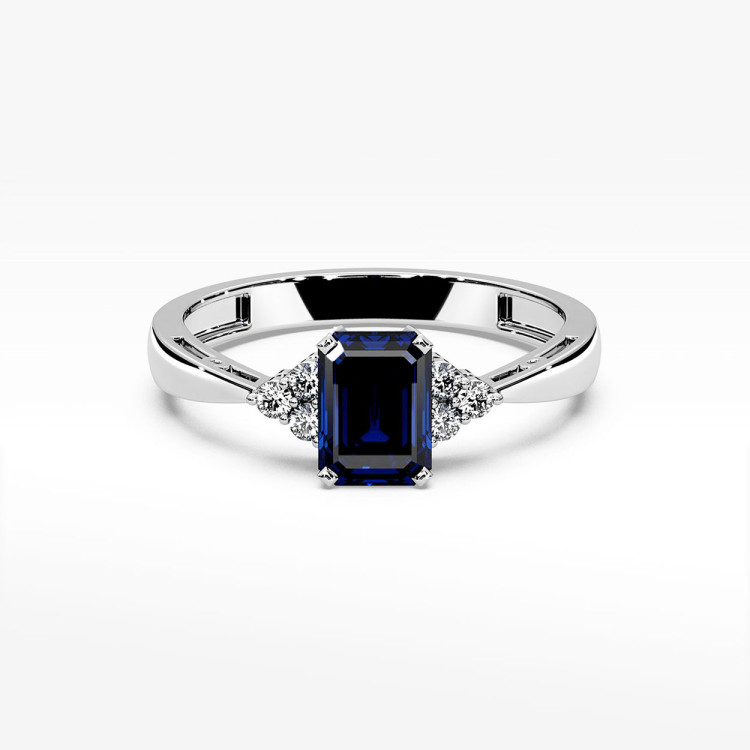 Pierścionek z białego złota z szafirem - próba 585 0,63CT PV-139BS