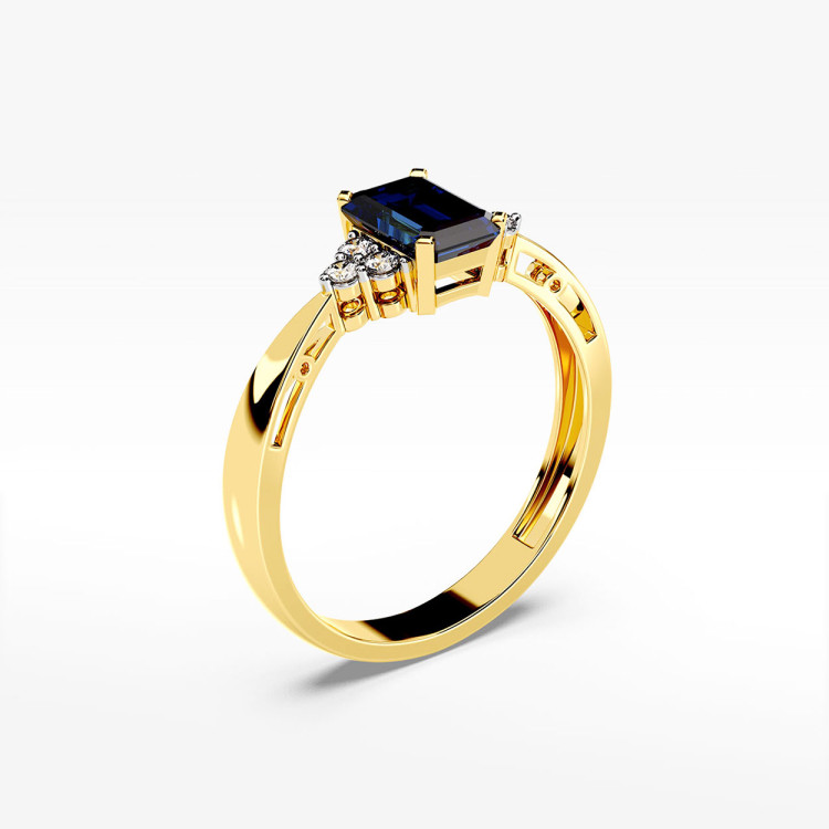 Pierścionek z żółtego złota z szafirem - próba 585 0,63CT PV-139AS