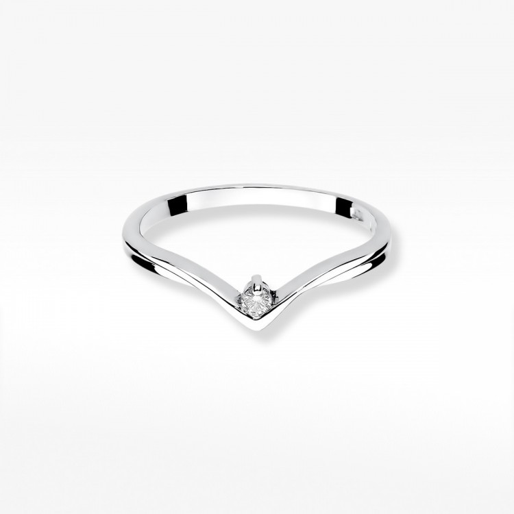 Pierścionek z białego złota z diamentem - próba 585 0,04CT W-051B