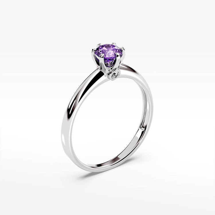 Pierścionek z białego złota z ametystem - próba 585 0,54CT PV-301BAM