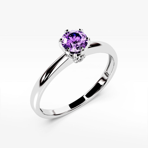 Pierścionek z białego złota z ametystem - próba 585 0,54CT PV-301BAM
