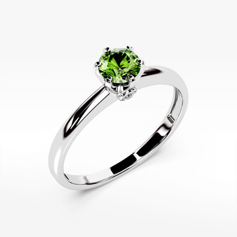 Pierścionek z białego złota z oliwinem - próba 585 0,64CT PV-301BO