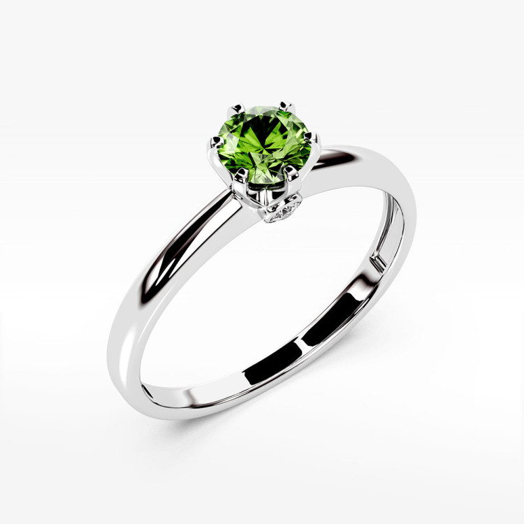 Pierścionek z białego złota z oliwinem - próba 585 0,64CT PV-301BO