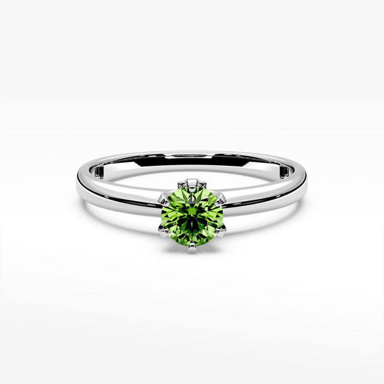 Pierścionek z białego złota z oliwinem - próba 585 0,64CT PV-301BO